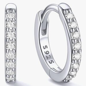 925 Sterling Silver . Hoop Earrings 8mm